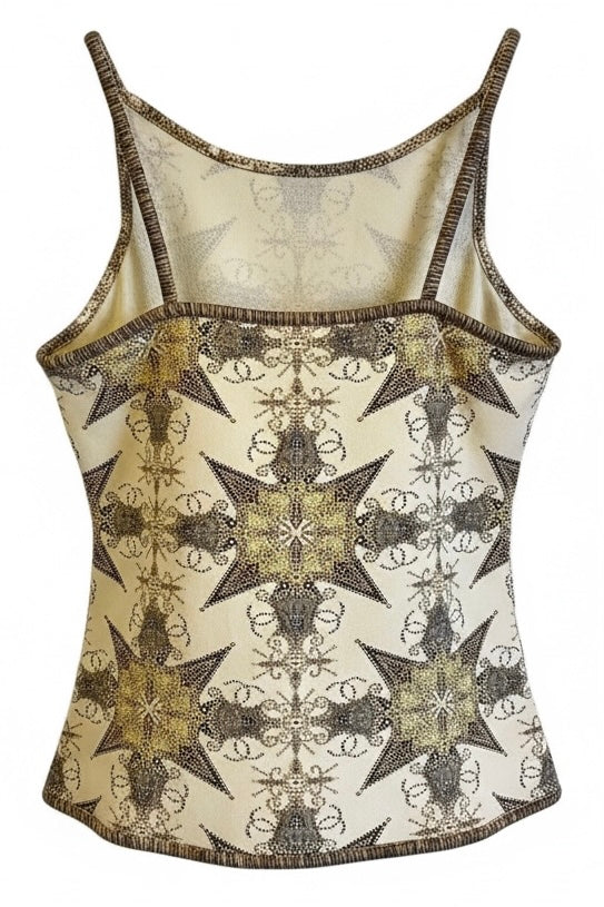 Chanel 06P CC Metallic Gold Beige Camisole & Shorts SET FR 38