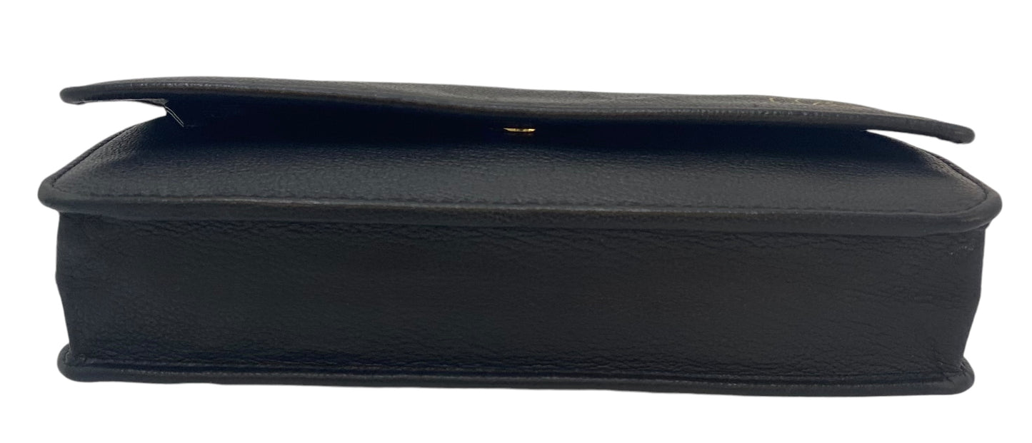 Chanel Grained Black Leather Camellia Wallet On Chain WOC Shoulder Bag GHW