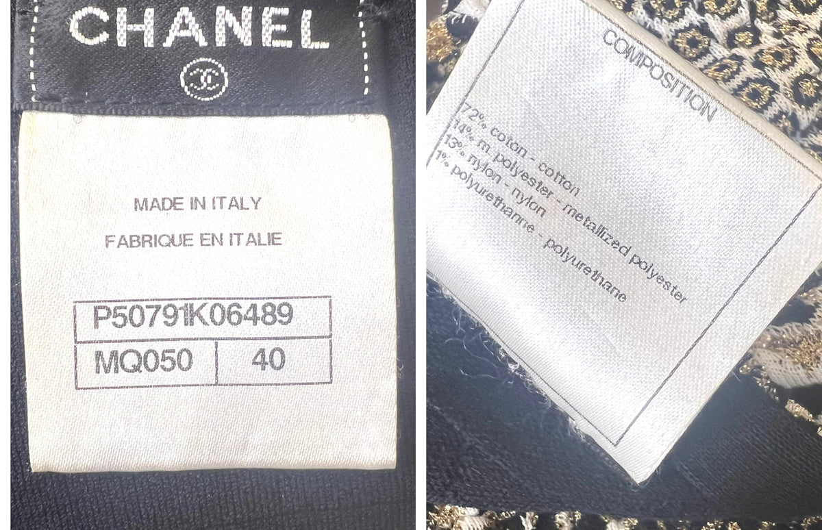 Chanel 15C Dubai Runway Geometric Animal Print Metallic Legging Pants FR 40