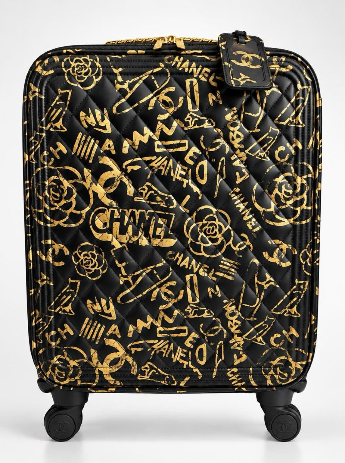 Rare Chanel 19A Paris New York Egypt Graffiti Trolley Travel Bag Carry On Luggage