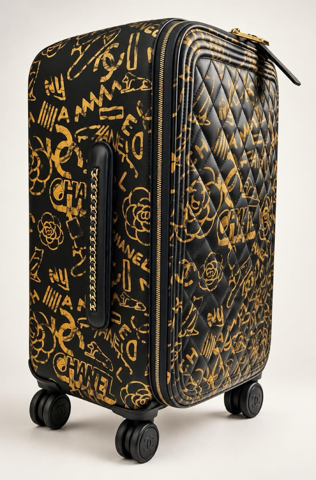 Rare Chanel 19A Paris New York Egypt Graffiti Trolley Travel Bag Carry On Luggage