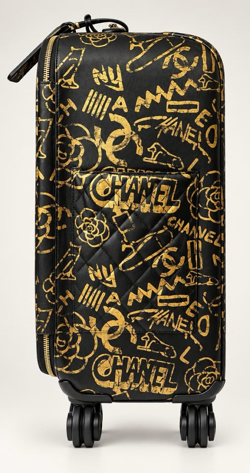 Rare Chanel 19A Paris New York Egypt Graffiti Trolley Travel Bag Carry On Luggage