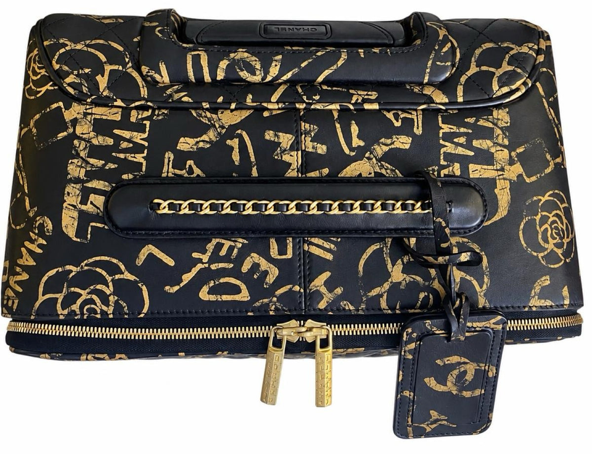 Rare Chanel 19A Paris New York Egypt Graffiti Trolley Travel Bag Carry On Luggage