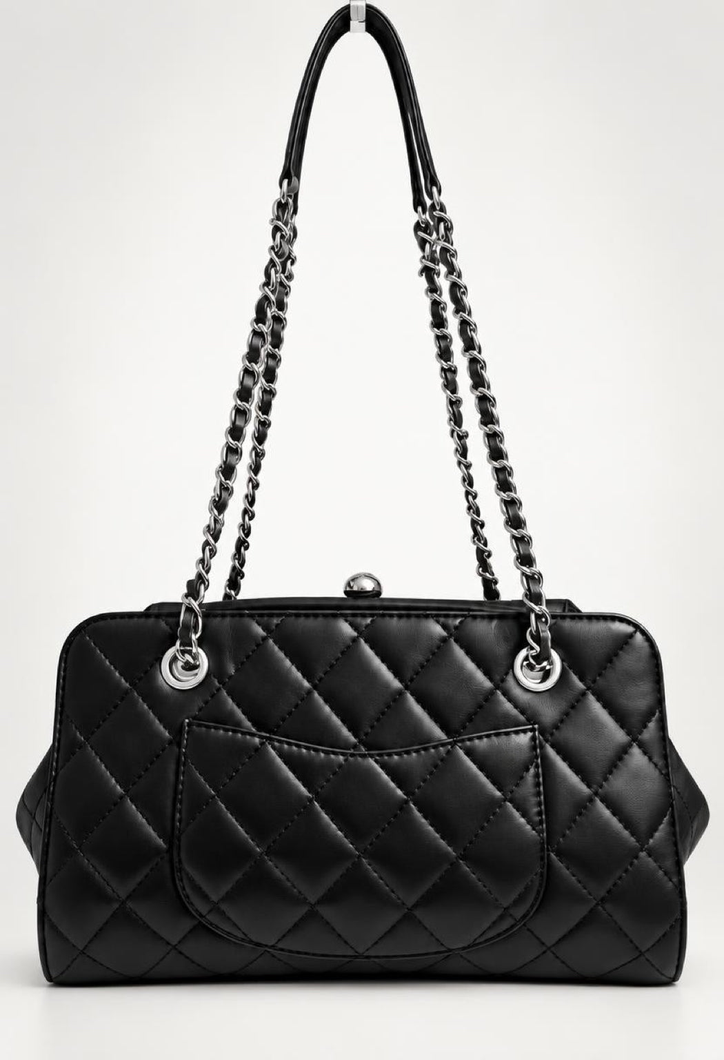 Rare Chanel Classic Black CC Kisslock Lambskin Frame Compartment Timeless Bag