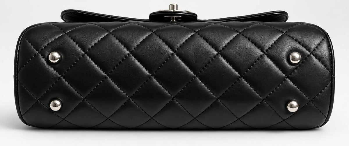Rare Chanel Classic Black CC Kisslock Lambskin Frame Compartment Timeless Bag