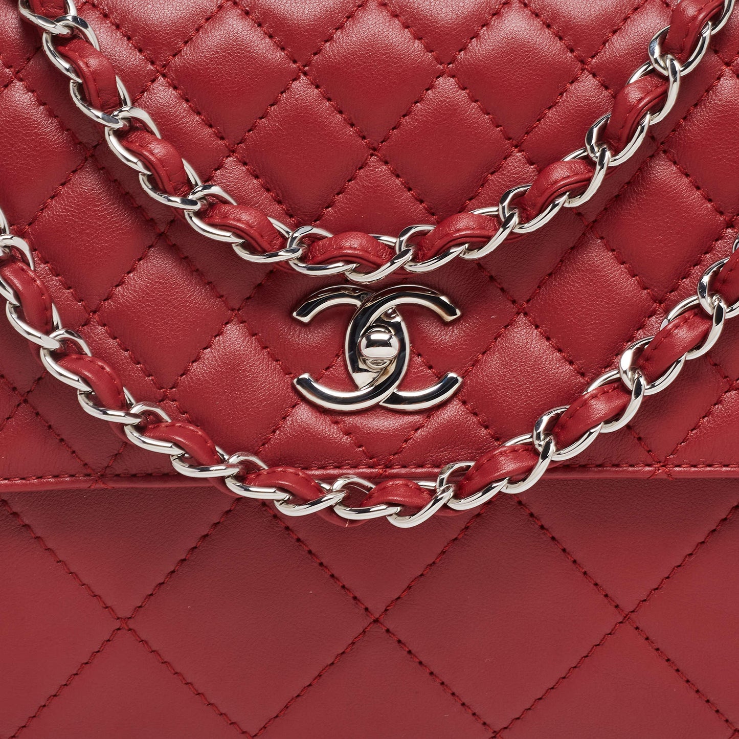 Chanel In The Business Dark Red Quilted Leather Classic Flap Bag SHW