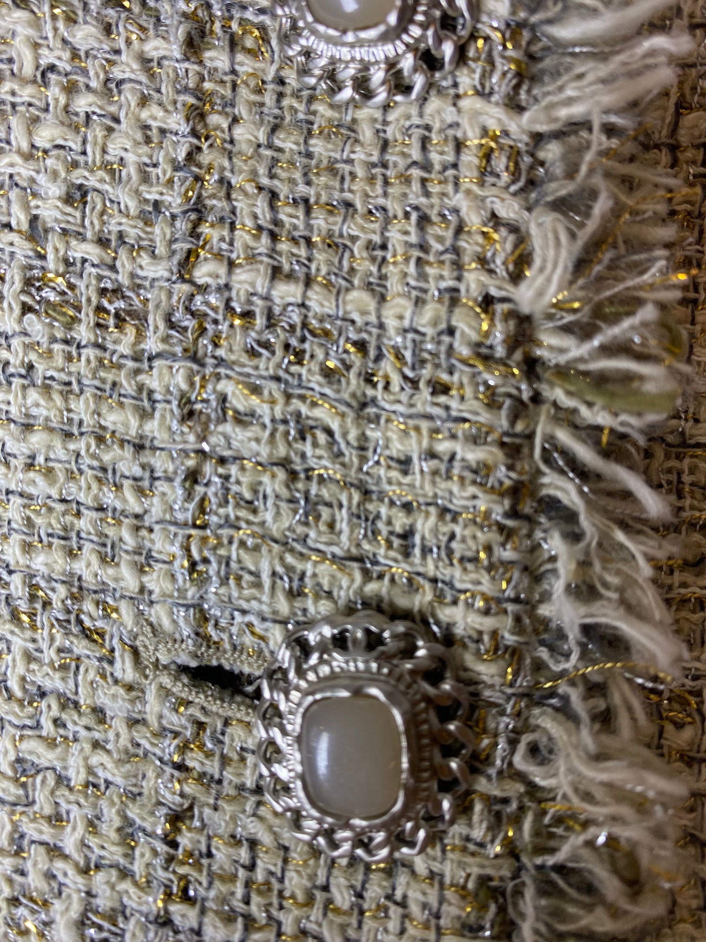 Chanel 10P Runway Beige Gold Lesage Tweed Jacket FR 44