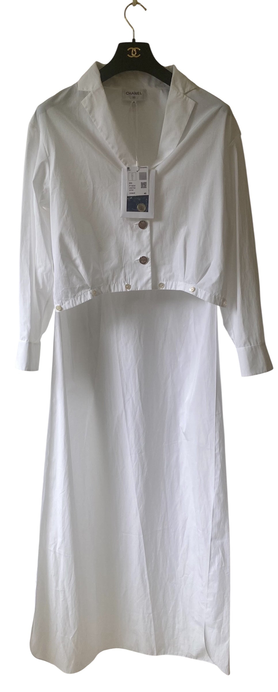 NWT Chanel 23C Monte-Carlo Runway Long Tuxedo Dress Shirt Blouse FR 40