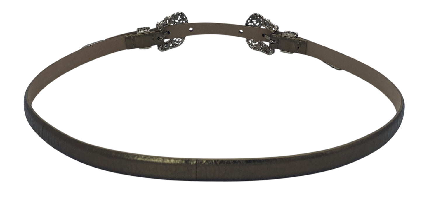 Rare Chanel 14A Paris Dallas metallic gold leather western belt Size 90/36