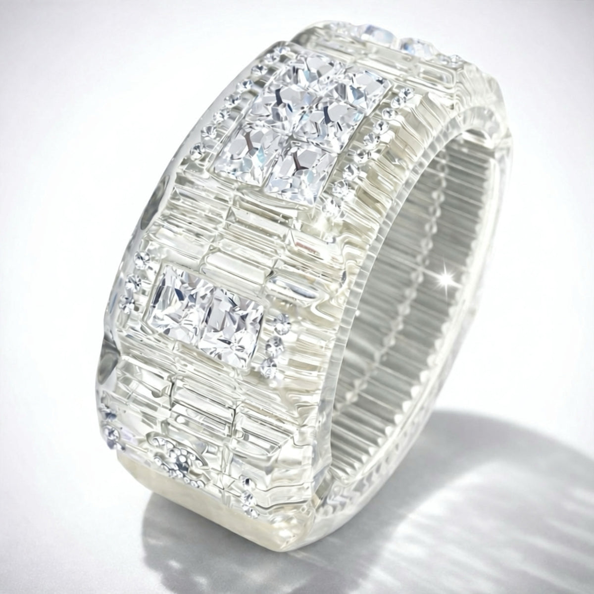 RARE Chanel 15C Paris Dubai FULL Swarovski Crystal Cuff Bracelet