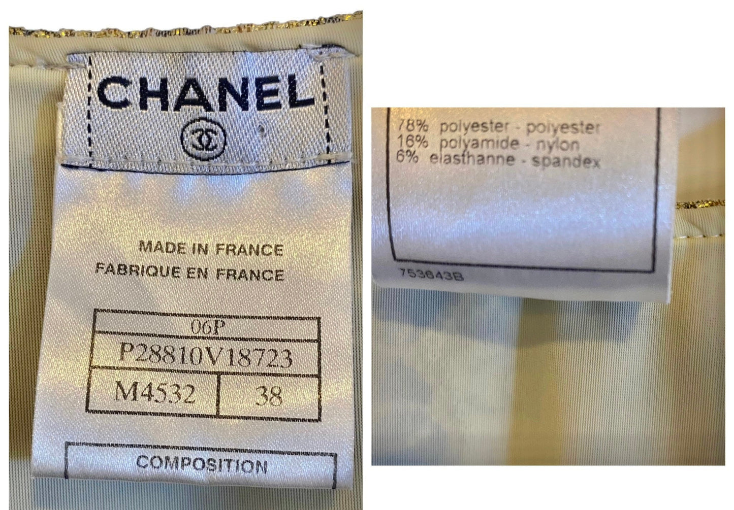 Chanel 06P CC Metallic Gold Beige Camisole & Shorts SET FR 38