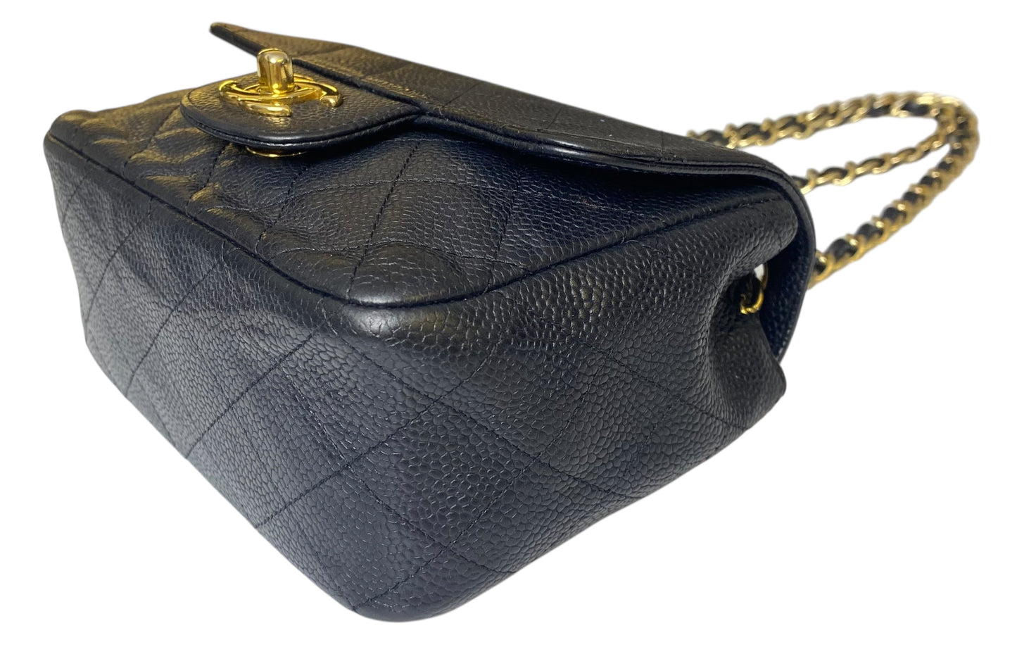 Chanel Black Caviar Mini Square Classic Timeless Flap Bag GHW Gold Hardware