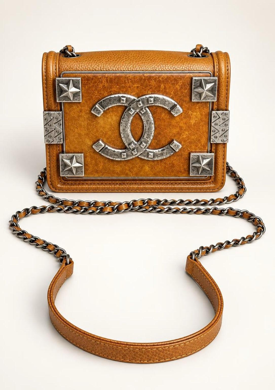 Rare Chanel 14A Paris Dallas Brown Caviar Mini Boy Brick Bag