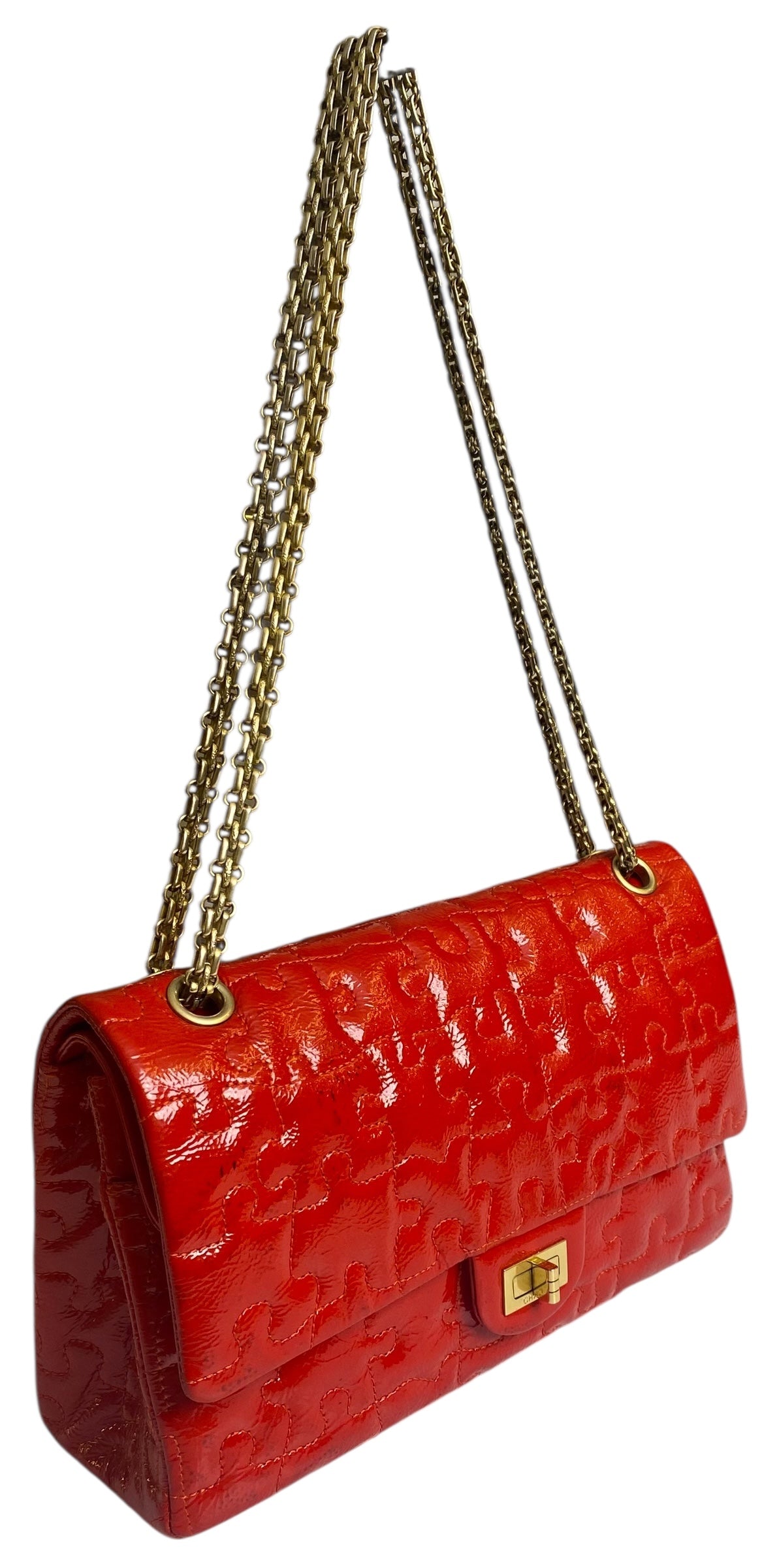 Chanel Medium Bright Red Patent Calfskin Puzzle 226 Reissue Flap Bag GHW