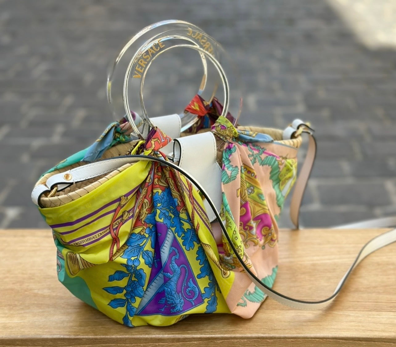 Versace 2022 La Medusa Small Straw Raffia Silk Bag