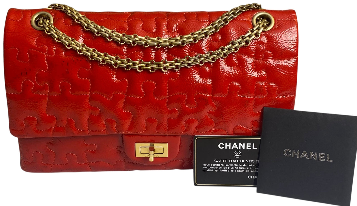 Chanel Medium Bright Red Patent Calfskin Puzzle 226 Reissue Flap Bag GHW