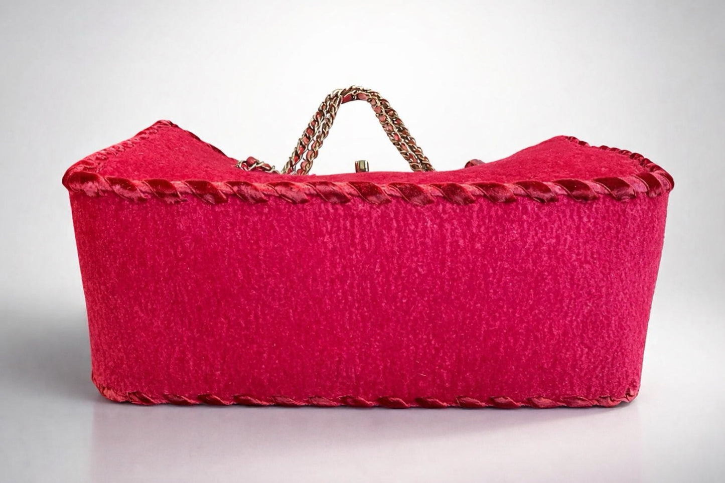 Chanel 13A Edinburgh Red Medium Wool Quilted Shopping Tote Bag