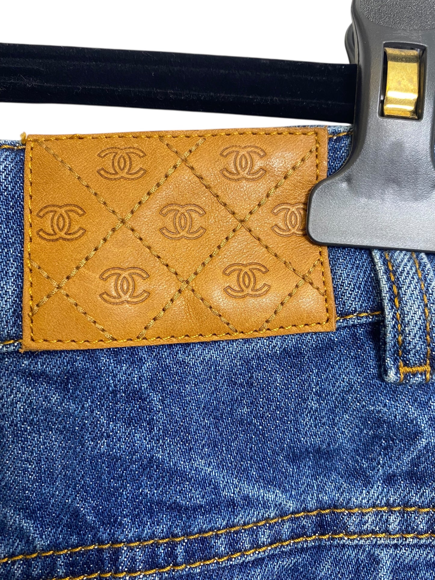 Chanel 19P Sand By The Sea Wide Leg Blue Jeans FR 36