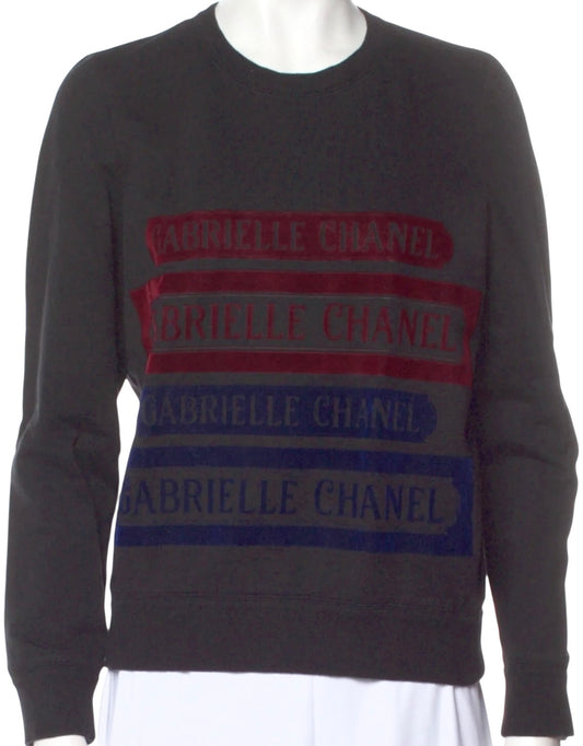 Chanel 17B Black Navy Red Gabrielle Logo Pullover Sweater FR 46