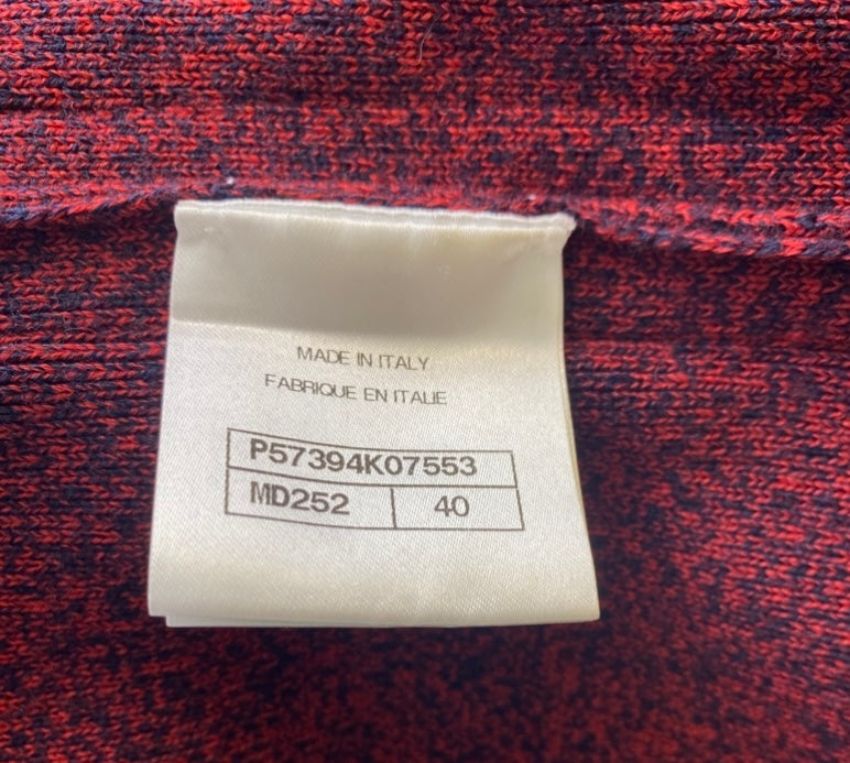 Chanel 2019 Burgundy Navy Wool Cashmere Tweed Trim CC Buttons Dress FR 40