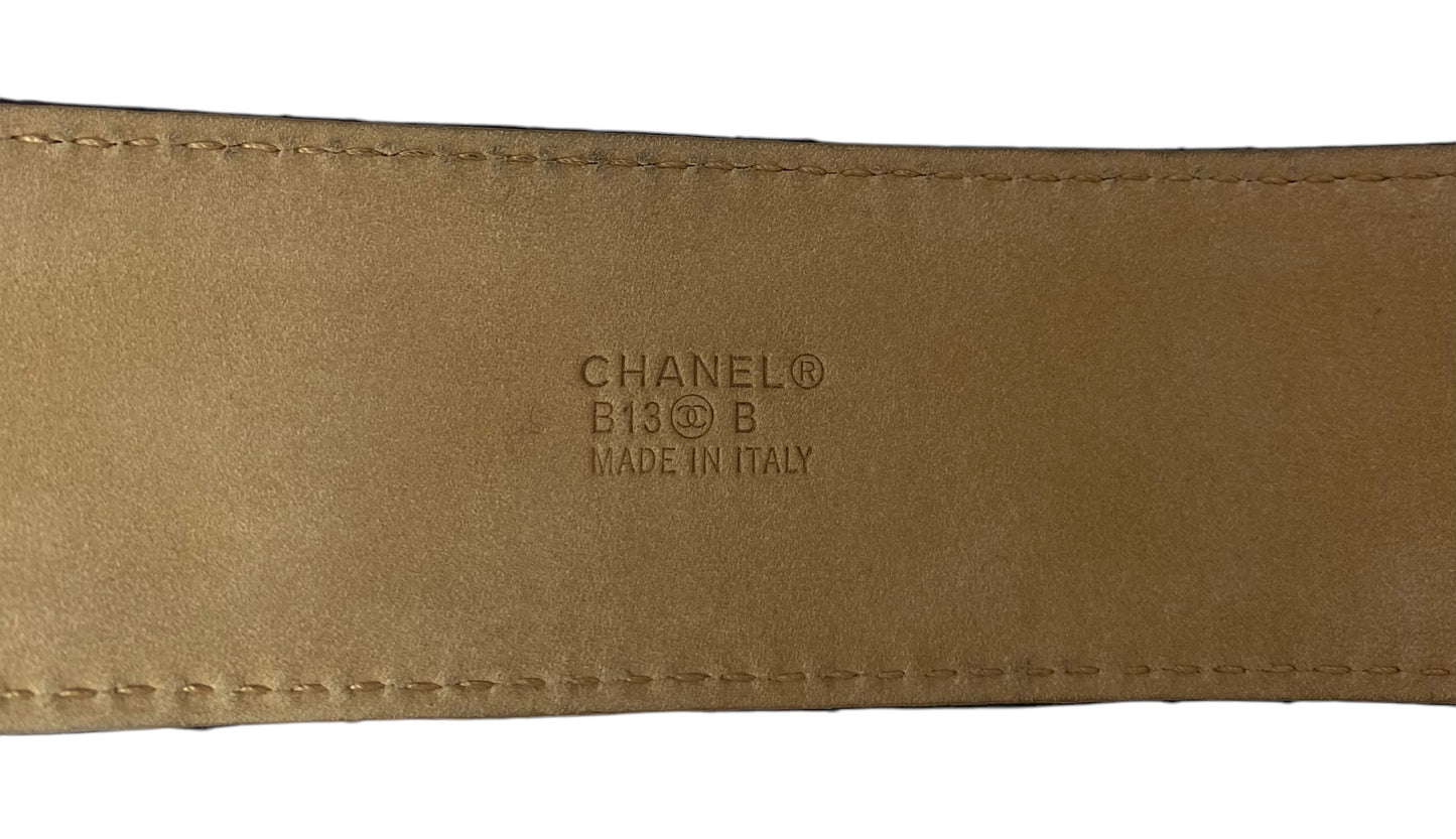 Chanel Black Caviar Leather Quilted Belt Size 90/36