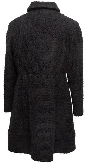Chanel 17A Space Station Black Boucle Wool Double Breast Long Wool Coat FR 38