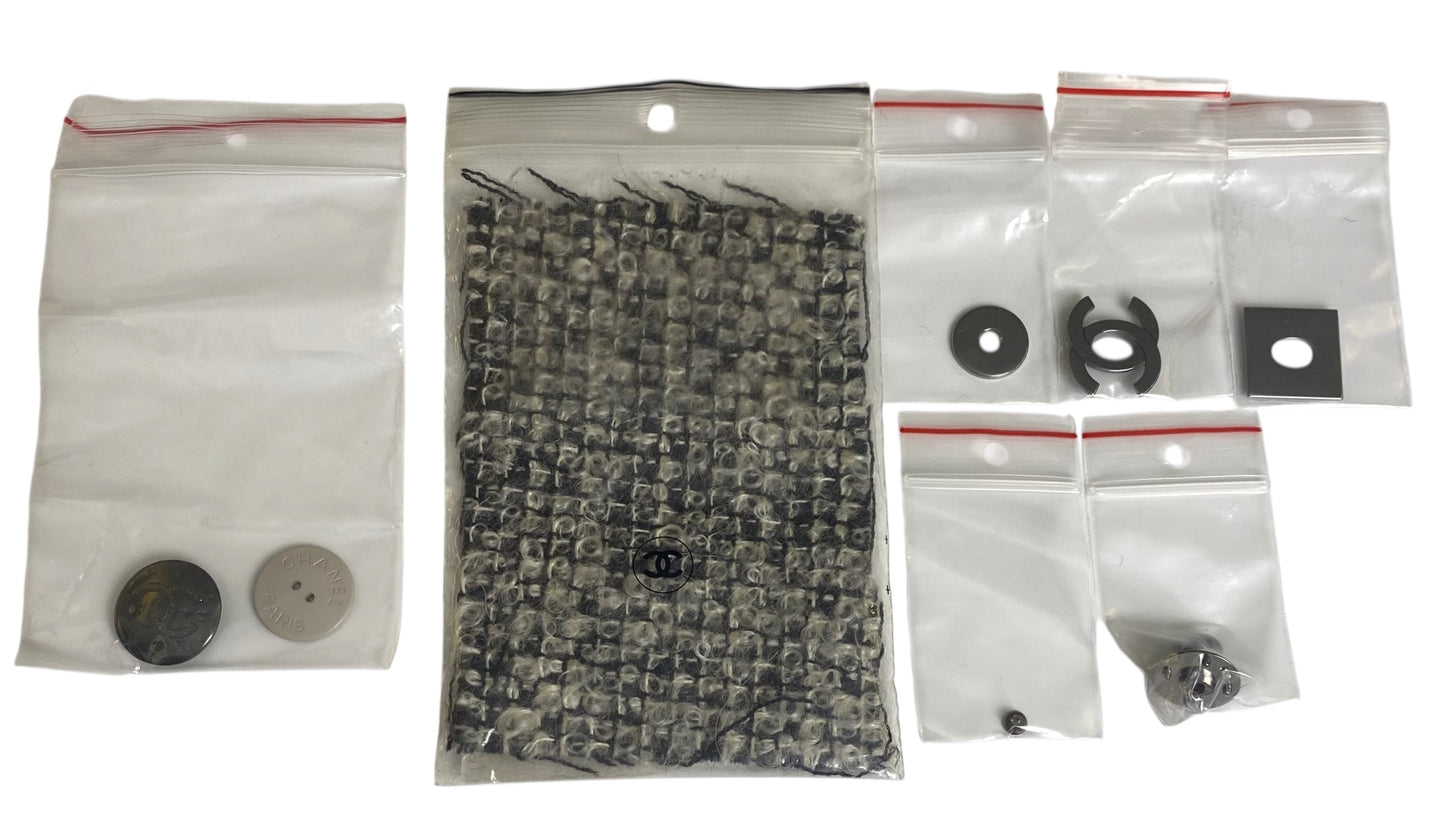 Chanel 10A Shanghai Shearling Tweed CC Grey Black Leather Trim Jacket Coat FR 36