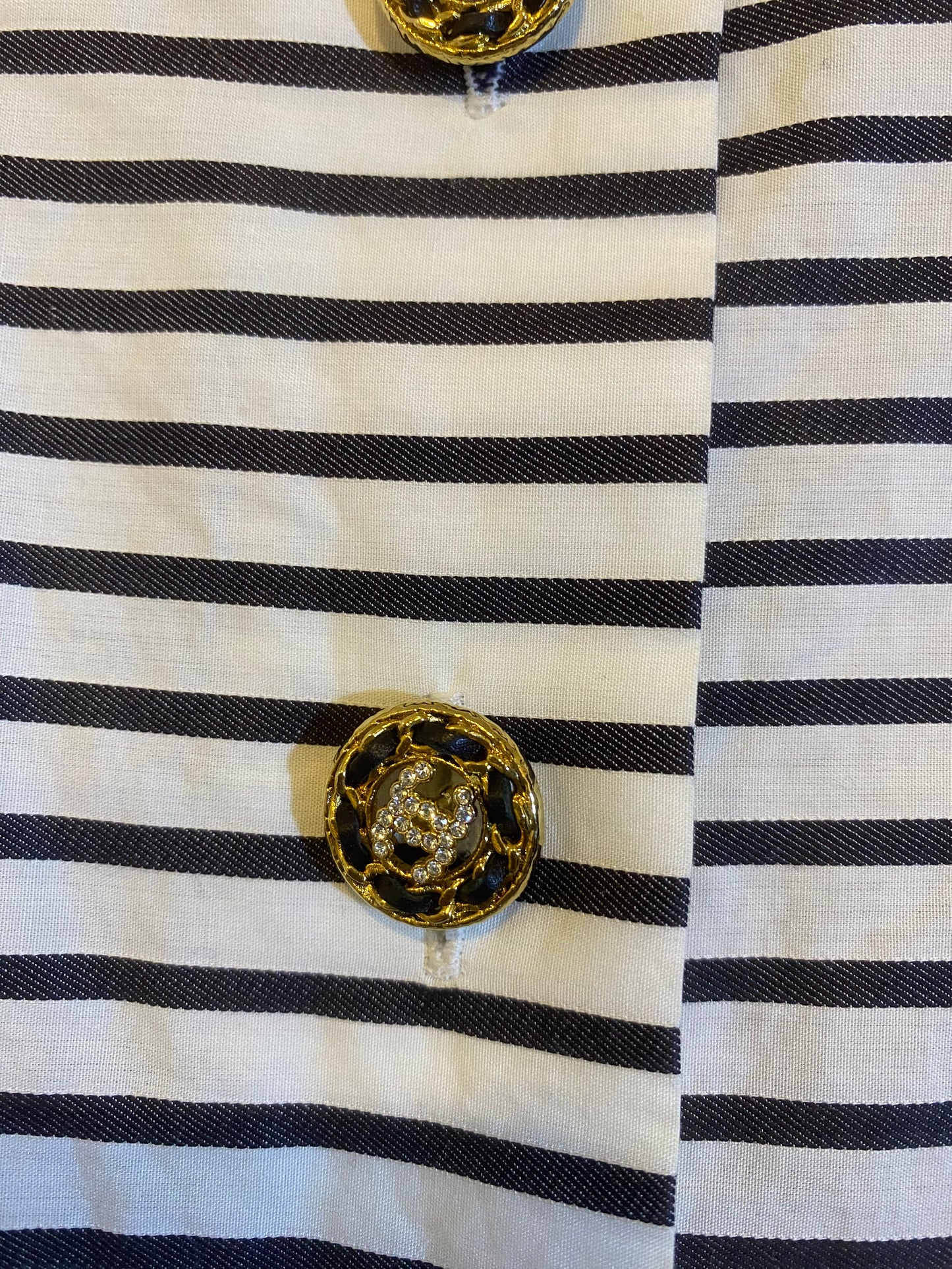 CHANEL 22S RUNWAY STRIPE MAXI SKIRT CC BUTTONS FR 36