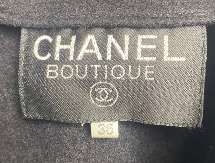 Chanel Vintage 94A Black Oversized Cashmere Long Jacket Coat FR 36