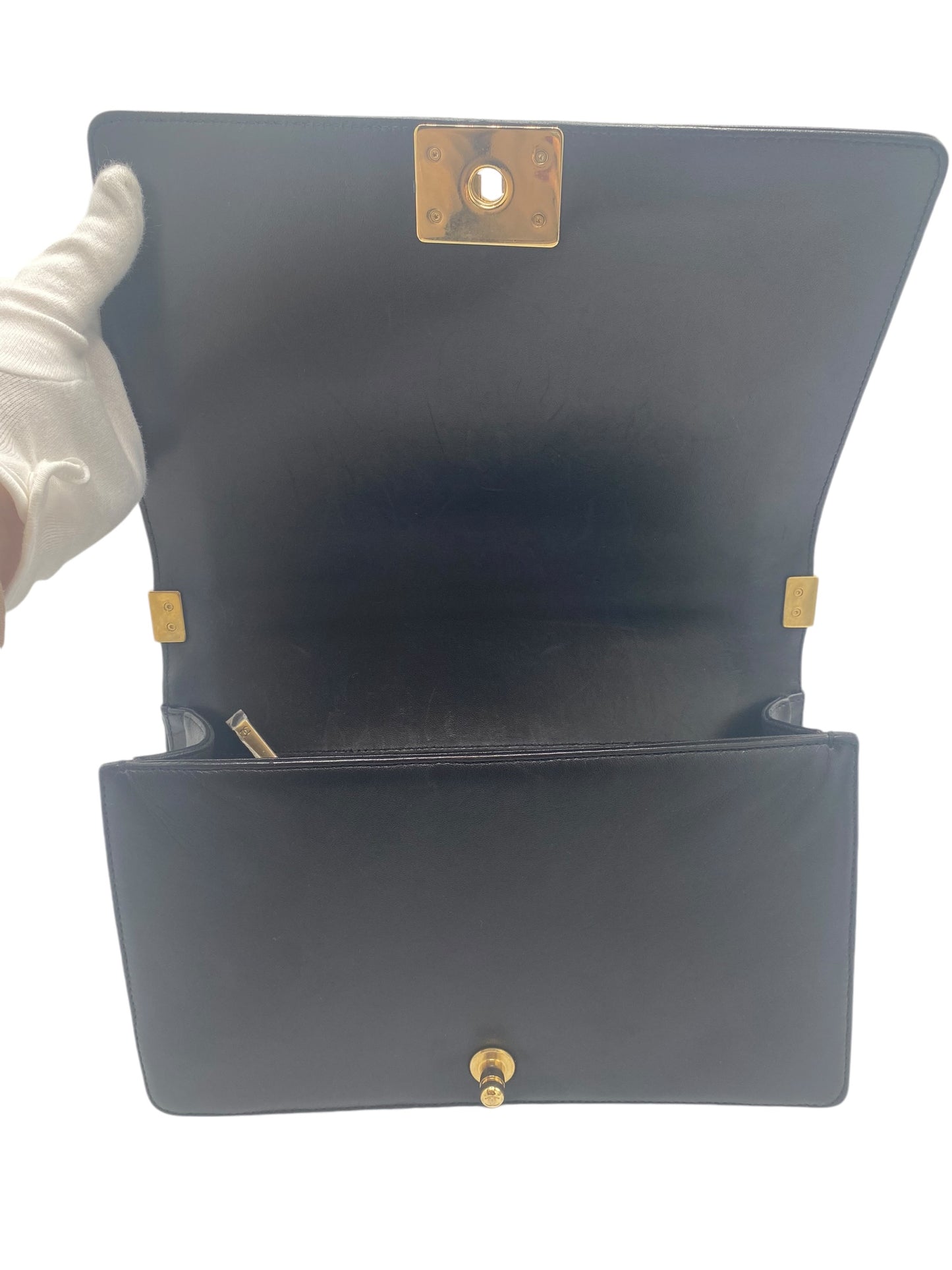 Chanel Boy Bag New Medium in Quilted Black Calfskin Gold Hardware GHW