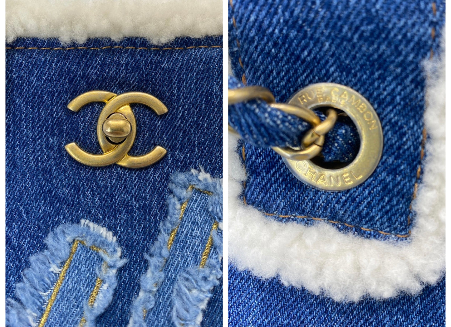 Chanel 19A New York Egypt Denim Shearling Hieroglyph Coco Shopping Tote