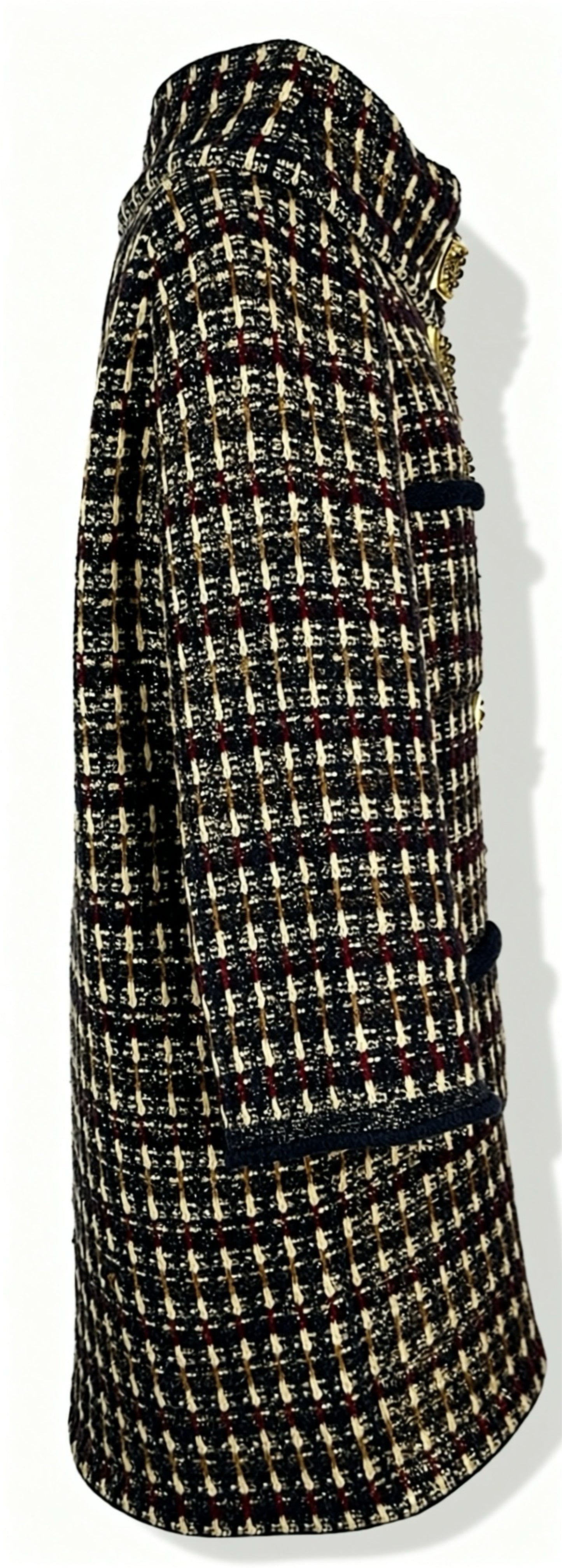 Iconic Chanel 11A Paris-Byzance Multicolor Gold Metallic Wool Tweed Coat FR 44