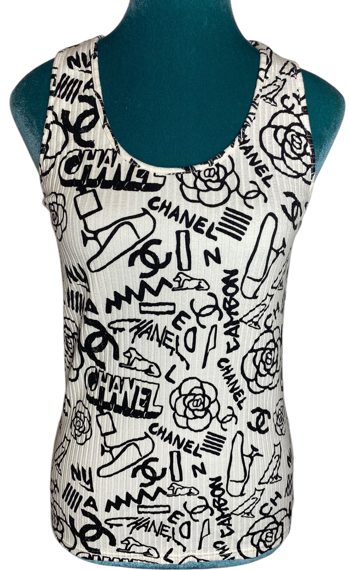 Chanel 19A Paris-New York Egypt Graffiti Tank Top Size FR 36