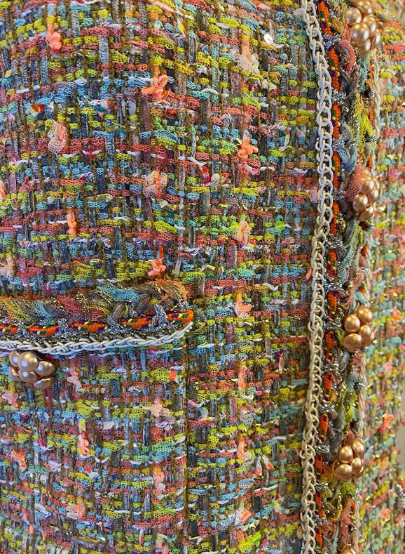 Chanel 14P Multicolor Fantasy Tweed Runway Dress FR 38/40