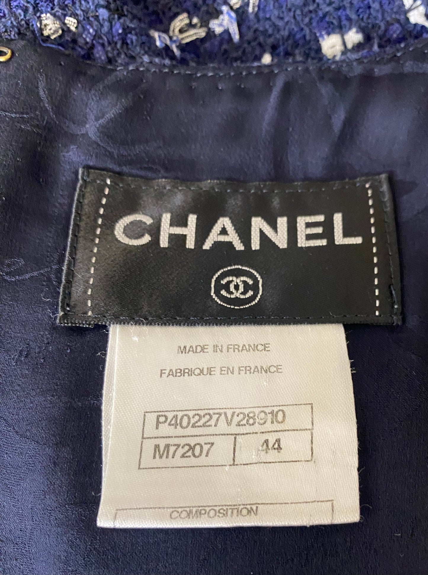 Chanel 11C Saint-Tropez Cruise Collection Navy Blue Tweed Dress FR 44