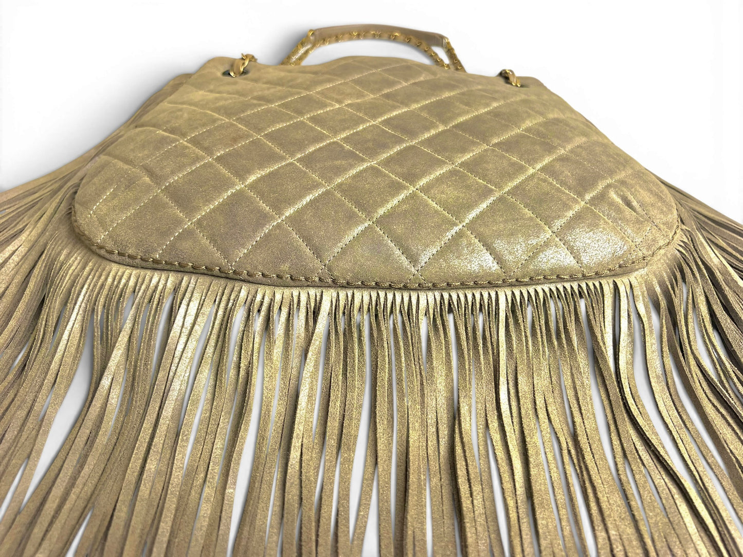 Chanel 14A Paris Dallas Iridescent Taupe Brown Nubuck Classic Hobo Shopper Tote Bag