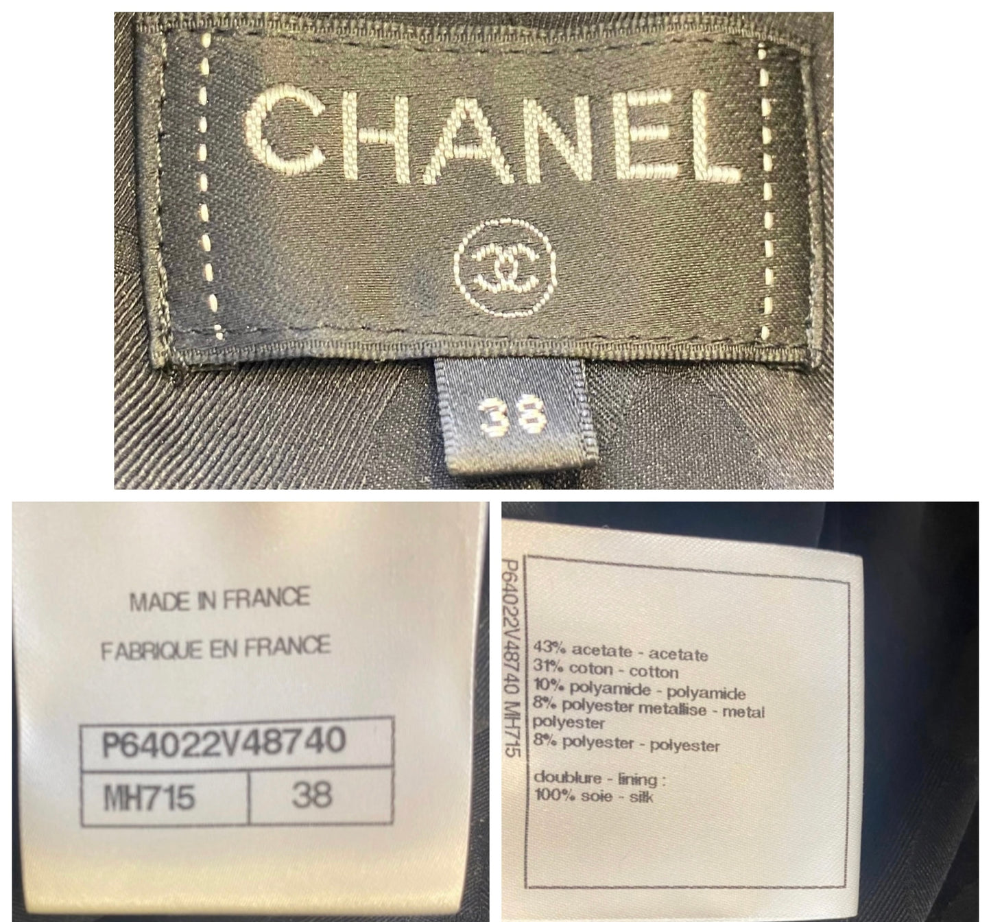 Chanel 20S Black Metallic Silver Iridescent One Piece Jumpsuit FR 38