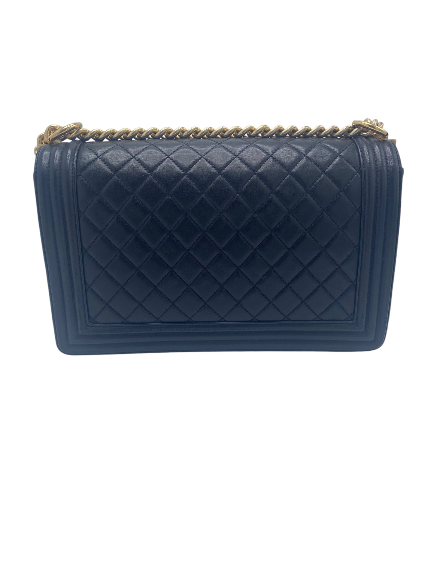 Chanel Boy Bag New Medium in Quilted Black Calfskin Gold Hardware GHW