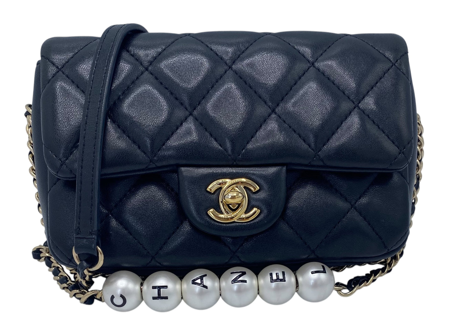 Chanel 2020 My Precious Pearls Black Lambskin Quilted Small Flap Bag GHW