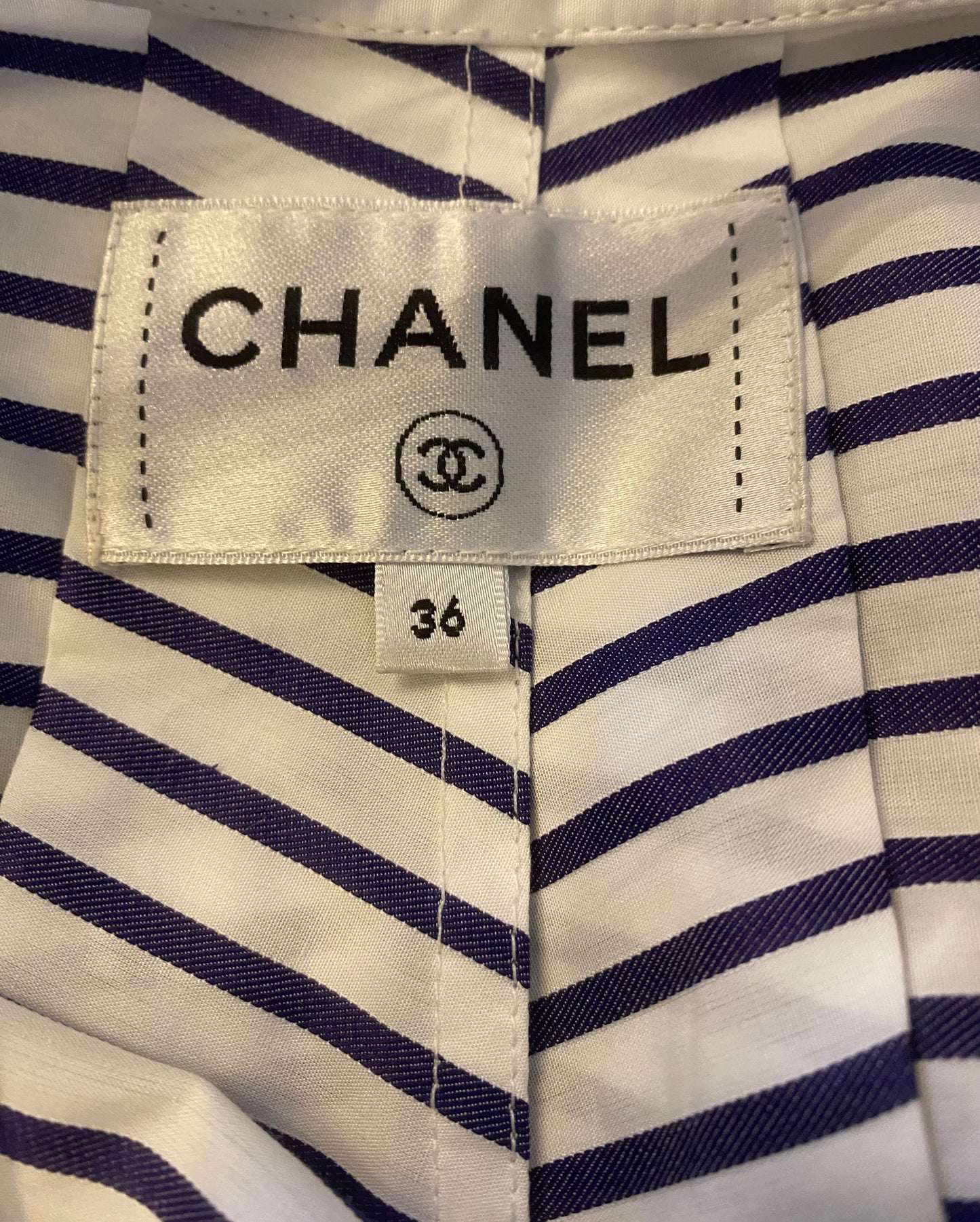 CHANEL 22S RUNWAY STRIPE MAXI SKIRT CC BUTTONS FR 36