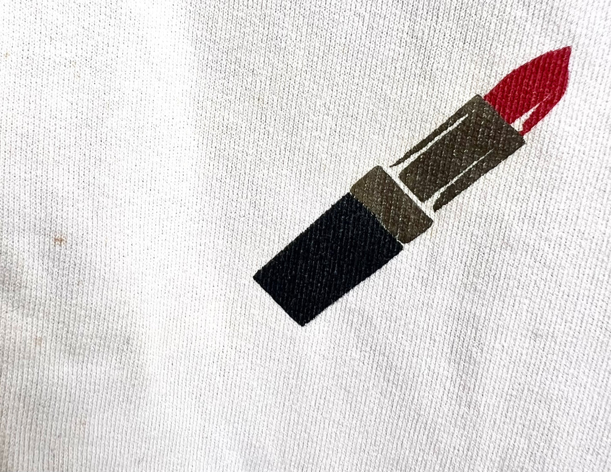 Rare Vintage Chanel White Makeup Lipstick Logo Sweater Size L/XL