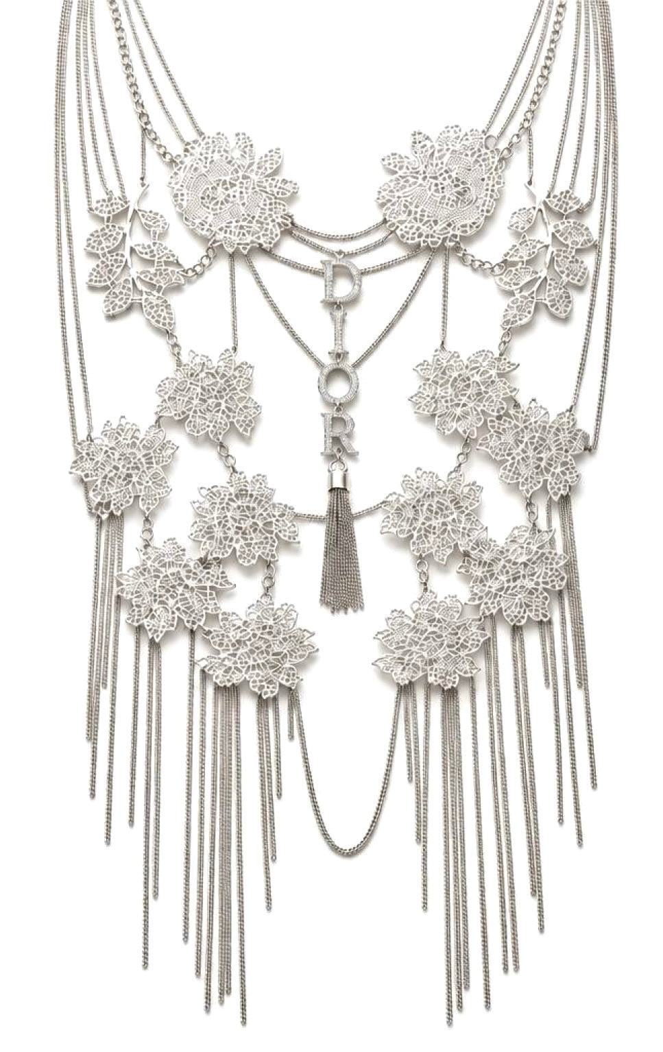 ULTRA RARE Christian Dior ‘Mata Hari’ Vintage Long Collar Bib Floral Crystal Statement Necklace