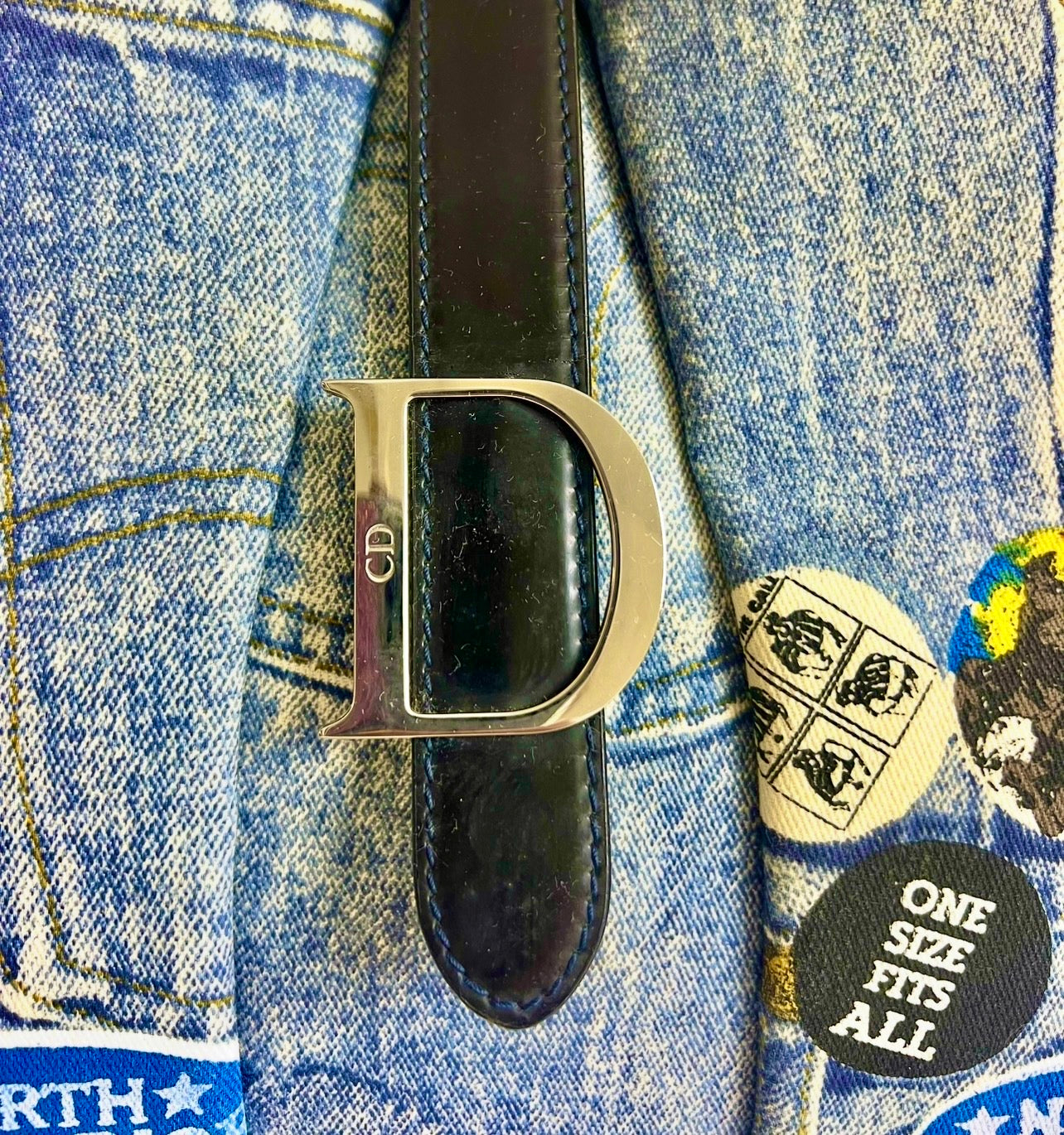CHRISTIAN DIOR 2001 LARGE DENIM SPEEDWAY “Miss Diorella” SADDLE HANDBAG