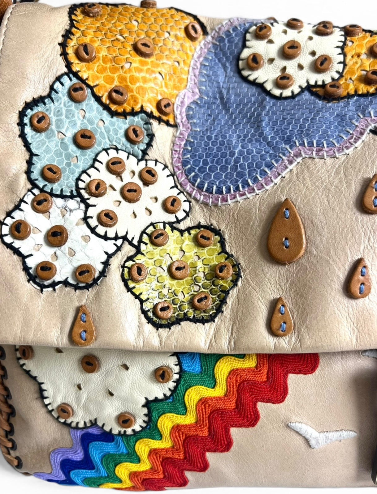 ULTRA RARE FENDI MAXI RAINBOW WHIPSTITCH EMBROIDERED 3WAY BAGUETTE BAG