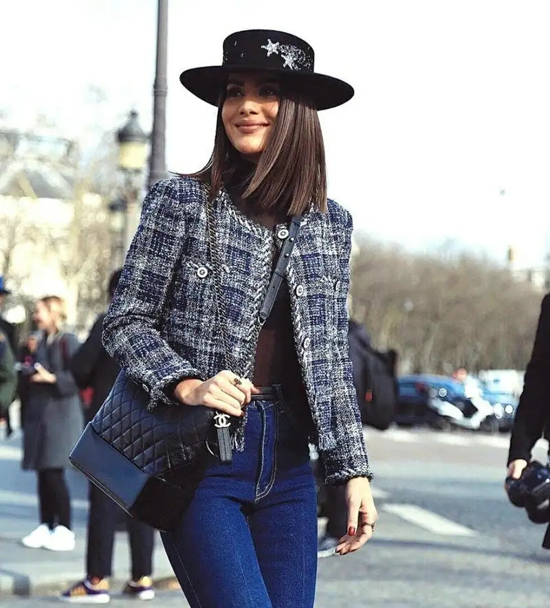 CHANEL 18P BLUE FANTASY TWEED LESAGE JACKET FR 42