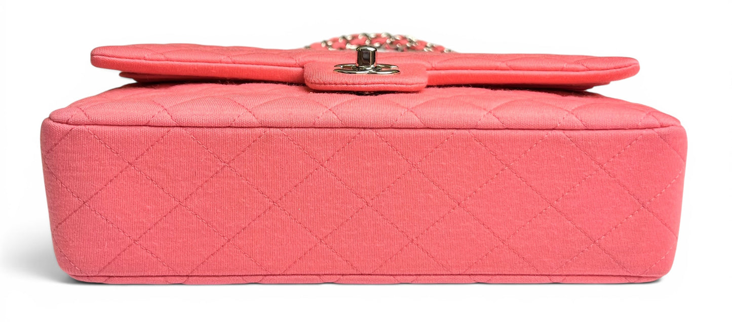 Chanel 14A Supermarket Pink Jersey Medium Classic Timeless Double Flap Bag