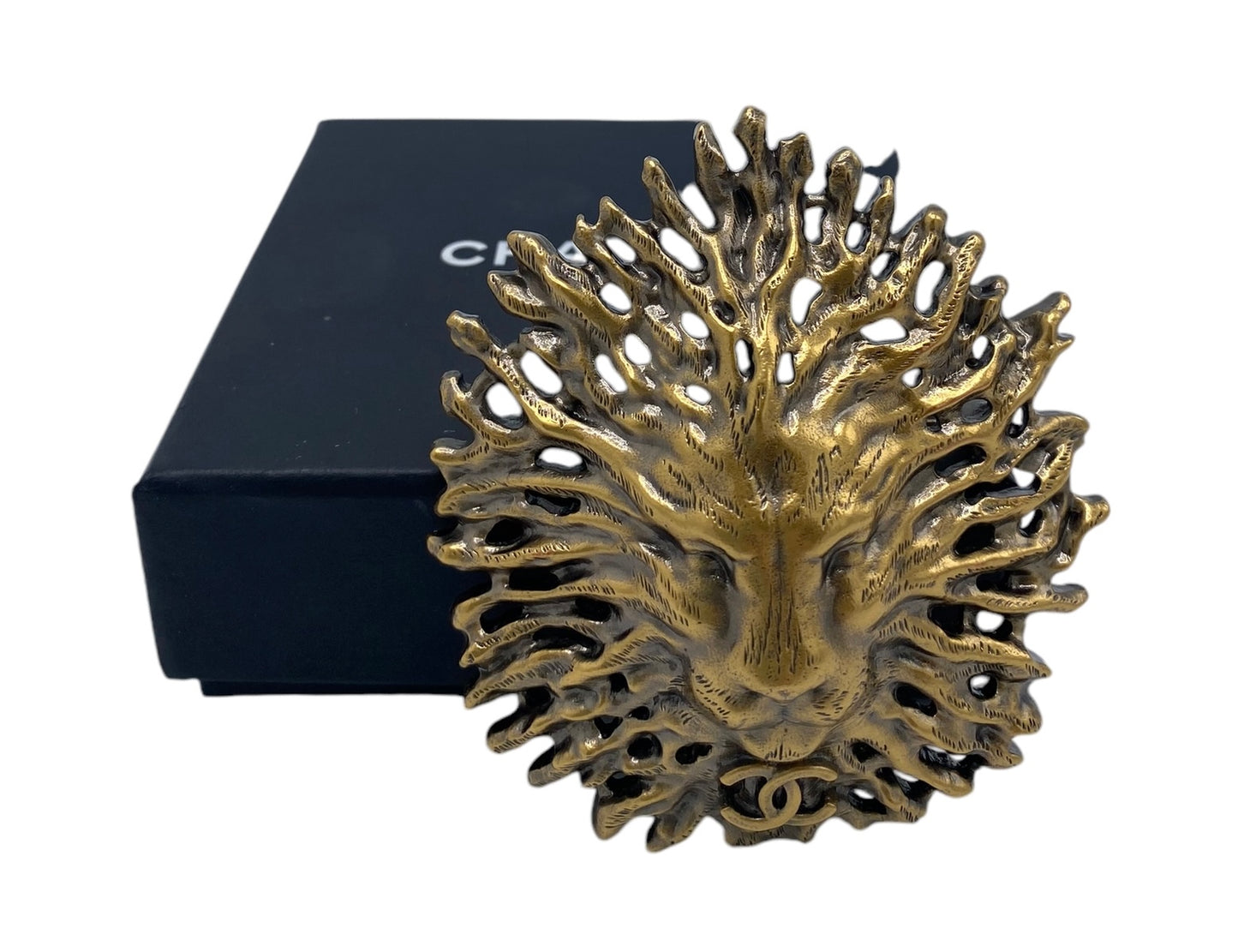 New in Box Chanel 19K Limited Edition Paris-New York Egyptian Collection Lion Head Brooch Pin