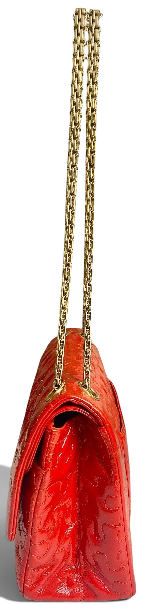 Chanel 226 Medium Puzzle 2.55 Reissue Red Patent Leather Classic Flap Bag GHW