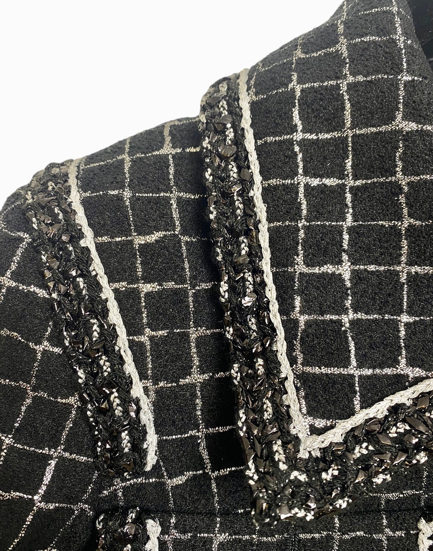 Chanel 20S Black Metallic Silver Iridescent One Piece Jumpsuit FR 38