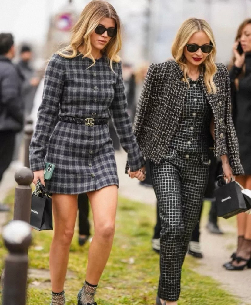 Chanel 20S Black Metallic Silver Iridescent One Piece Jumpsuit FR 38